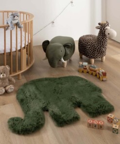 Flauschiger Kinderteppich Elefant - Fluffy Olivgrün - sfeer