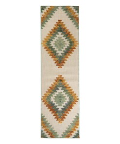 Balkonteppich Rautenmuster Aztek - Verano Grün/Terrakotta - overzicht boven, thumbnail