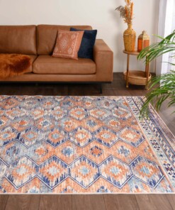 Boho Teppich Waschbar - Moderna Blau - sfeer