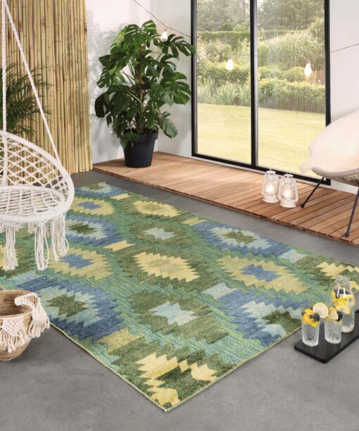Outdoor Teppich Aztek - Verano Blau/Grün - sfeer