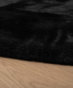 Teppich Rund Flauschig Hochflor - Comfy Plus - Schwarz - close up zijkant, thumbnail