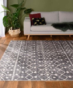Teppich Geometrische Muster Waschbar - Moderna Grau/Weiß - sfeer