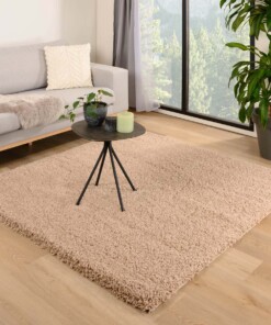 Hochflor Teppich Quadratisch - Shaggy Grand Beige - sfeer