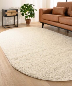 Oval Teppich Hochflor - Shaggy Trend Elfenbein - sfeer