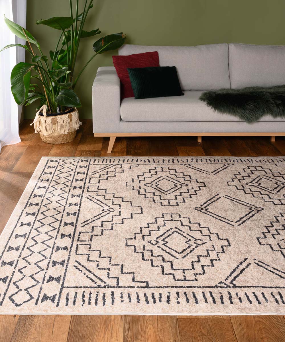 Waschbarer Teppich - Moderna Creme/Schwarz - sfeer Waschbarer Teppich - Moderna Creme/Schwarz - sfeer