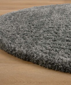Teppich Oval Hochflor - Cozy Shaggy Grau - close up zijkant, thumbnail