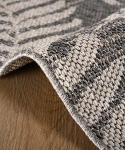 Outdoor Teppich Rund Palmenblätter Sunny - Dunkelgrau - close up zijkant, thumbnail