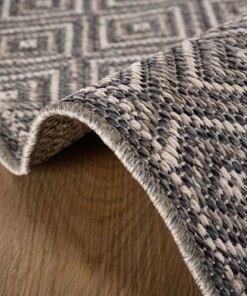 Outdoor Teppich Rund Rautenmuster Sunny Gem - Grau - close up zijkant, thumbnail