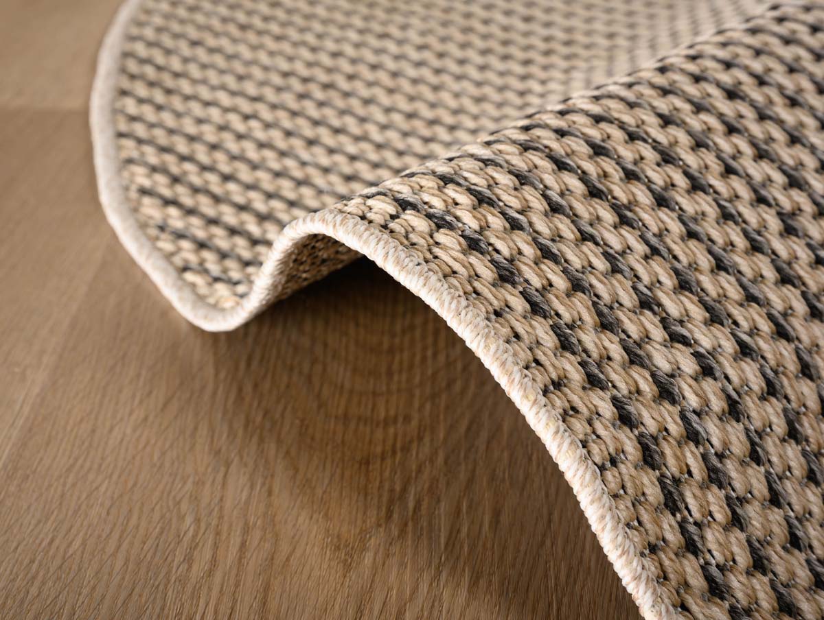 Outdoor Teppich Rund Jute Optik Sunny - Beige - close up zijkant Outdoor Teppich Rund Jute Optik Sunny - Beige - close up zijkant