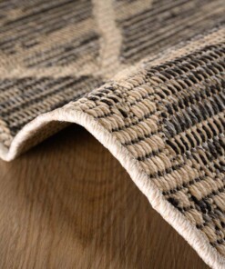 Outdoor Teppich Rund Sunny Rautenmuster - Beige - close up zijkant, thumbnail