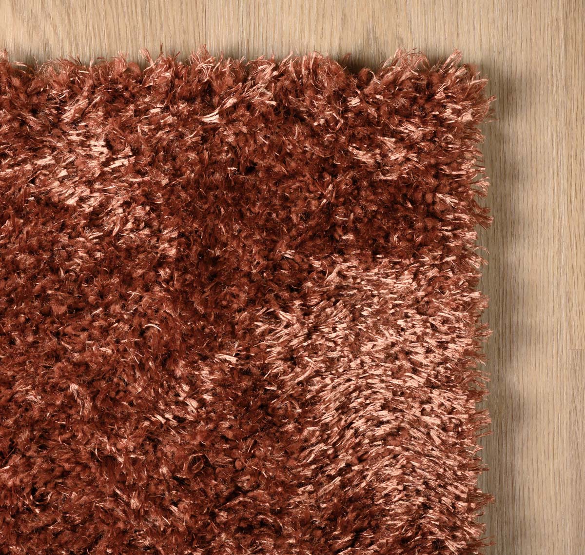 Hochflor Läufer - Posh Kupfer - close up hoek Hochflor Läufer - Posh Kupfer - close up hoek