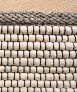 Wollteppich Lett Streifen - Senfgelb/Grau - close up, thumbnail