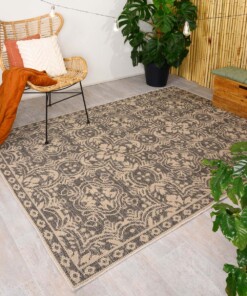 Outdoor Teppich Sunny Oriental - Beige/Schwarz - sfeer