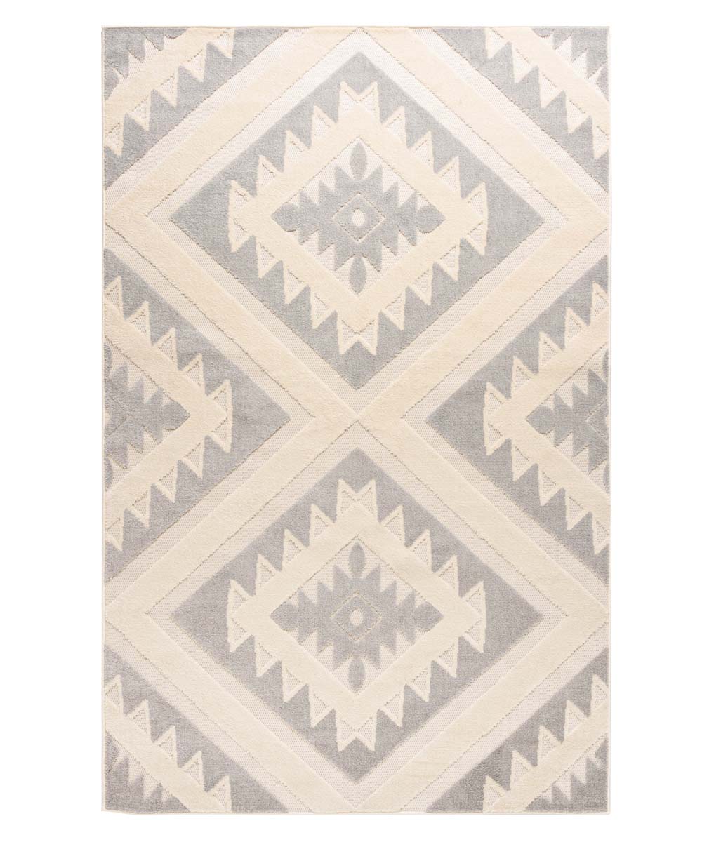 Outdoor Teppich Geometrische Muster - | Verano Grau/Weiß Tapeso