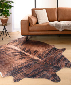 Kuhfell Teppich - Happy Cow Braun - sfeer, thumbnail