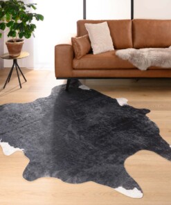 Kuhfell Teppich - Happy Cow Schwarz/Weiß - sfeer, thumbnail