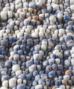 Wollteppich - Ursule Blau/Creme