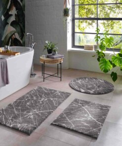 Waschbarer Teppich Rund Marmor Optik - Chloé Grau/Weiß - sfeer, thumbnail