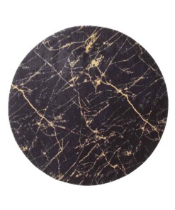 Waschbarer Teppich Rund Marmor Optik - Chloé Schwarz/Gold - overzicht boven