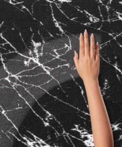 Waschbarer Teppich Marmor Optik - Chloé Schwarz/Weiß