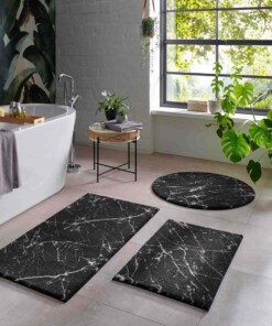Waschbarer Teppich Rund Marmor Optik - Chloé Schwarz/Weiß - sfeer, thumbnail