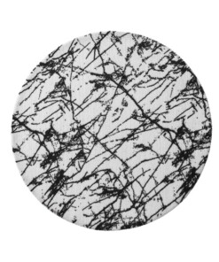 Waschbarer Teppich Rund Marmor Optik - Chloé Weiß/Schwarz - overzicht boven