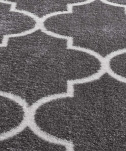Waschbarer Teppich - Trellis Dunkelgrau/Weiß Waschbarer Teppich - Trellis Dunkelgrau/Weiß