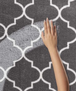 Waschbarer Teppich - Trellis Dunkelgrau/Weiß Waschbarer Teppich - Trellis Dunkelgrau/Weiß
