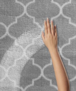 Waschbarer Teppich - Trellis Hellgrau/Weiß - close up materiaal, thumbnail