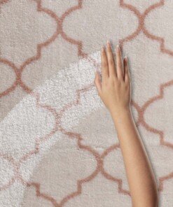 Waschbarer Teppich - Trellis Weiß/Rosa Waschbarer Teppich - Trellis Weiß/Rosa