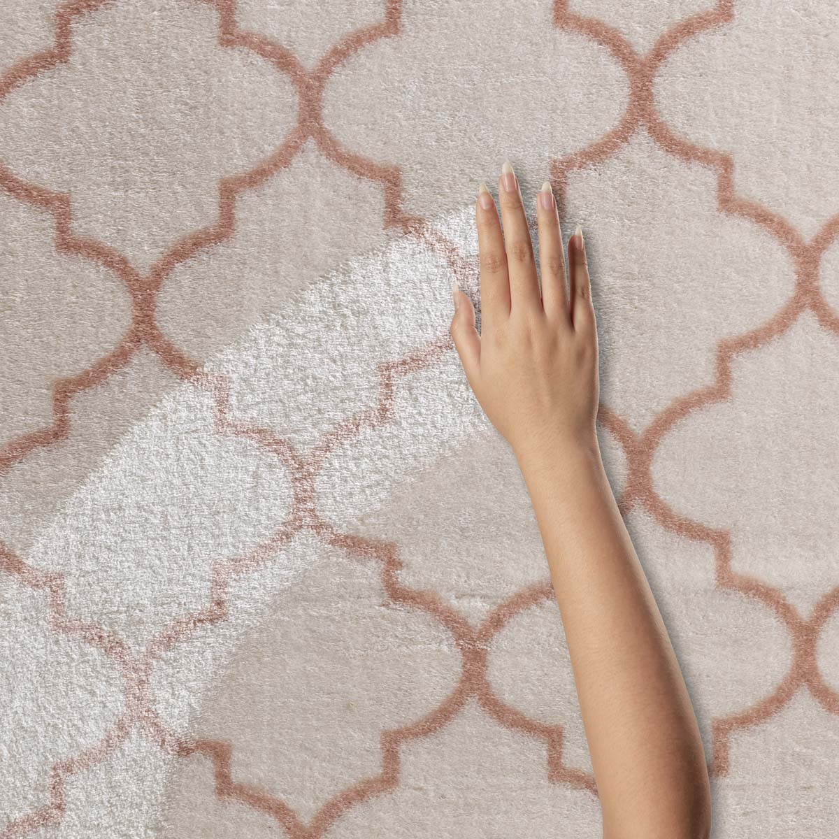 Waschbarer Teppich - Trellis Weiß/Rosa Waschbarer Teppich - Trellis Weiß/Rosa