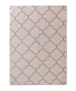 Waschbarer Teppich - Trellis Weiß/Rosa