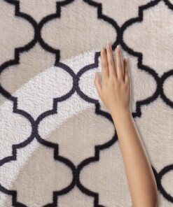 Waschbarer Teppich - Trellis Weiß/Schwarz