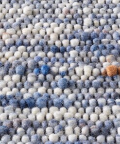 Wollteppich - Thora Blau/Creme - close up materiaal, thumbnail Wollteppich - Thora Blau/Creme - close up materiaal, thumbnail