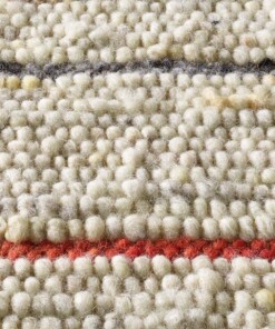 Wollteppich Streifen - Jarl Creme/Rot - close up materiaal, thumbnail Wollteppich Streifen - Jarl Creme/Rot - close up materiaal, thumbnail