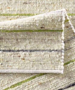 Wollteppich Streifen - Jarl Creme/Grün - close up vouw, thumbnail