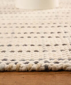 Wollteppich - Verdal Creme/Grau - close up zijkant, thumbnail Wollteppich - Verdal Creme/Grau - close up zijkant, thumbnail