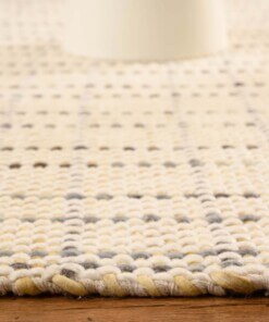 Wollteppich - Verdal Creme/Grün - close up zijkant, thumbnail