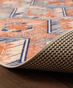 Boho Teppich Waschbar - Moderna Blau - close up vouw, thumbnail Boho Teppich Waschbar - Moderna Blau - close up vouw, thumbnail