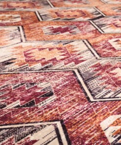 Boho Teppich Waschbar - Moderna Rot - close up materiaal, thumbnail