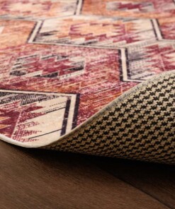 Boho Teppich Waschbar - Moderna Rot - close up vouw, thumbnail