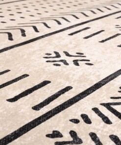 Boho Teppich Waschbar - Moderna Weiß/Schwarz - close up materiaal, thumbnail Boho Teppich Waschbar - Moderna Weiß/Schwarz - close up materiaal, thumbnail