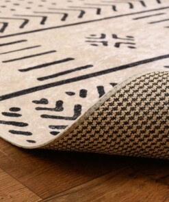 Boho Teppich Waschbar - Moderna Weiß/Schwarz - close up vouw, thumbnail Boho Teppich Waschbar - Moderna Weiß/Schwarz - close up vouw, thumbnail