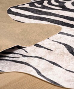 Zebrafell - Happy Zebra Schwarz/Weiß - close up vouw, thumbnail