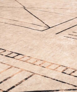 Designer Teppich Waschbar - Moderna Creme/Gold - close up materiaal, thumbnail