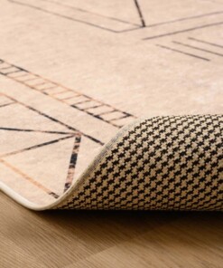 Designer Teppich Waschbar - Moderna Creme/Gold - close up vouw, thumbnail