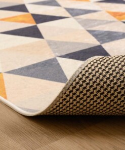 Teppich Geometrische Muster Waschbar - Moderna Blau/Gelb - close up vouw, thumbnail Teppich Geometrische Muster Waschbar - Moderna Blau/Gelb - close up vouw, thumbnail