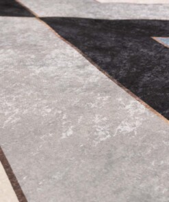 Teppich Geometrische Muster Waschbar - Moderna Blau/Grau - close up materiaal, thumbnail Teppich Geometrische Muster Waschbar - Moderna Blau/Grau - close up materiaal, thumbnail