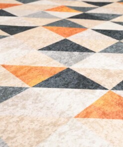 Teppich Geometrische Muster Waschbar - Moderna Grün/Gelb - close up materiaal, thumbnail