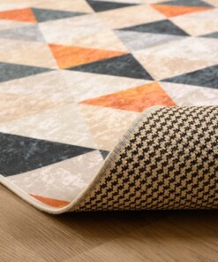 Teppich Geometrische Muster Waschbar - Moderna Grün/Gelb - close up vouw, thumbnail